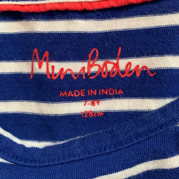 Mini Boden 7-8Y Interactive Guinea Pig Appliqué Navy/White Striped Shirt - Picture 3 of 4